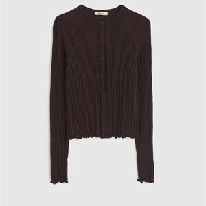 NWT Madewell Lettuce Hem Rib Cardigan in Molasses